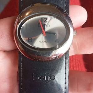 Watch Beijo Black Shiny Slap Bracelet EUC